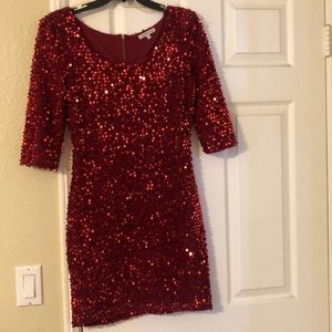 Red sequin dress
